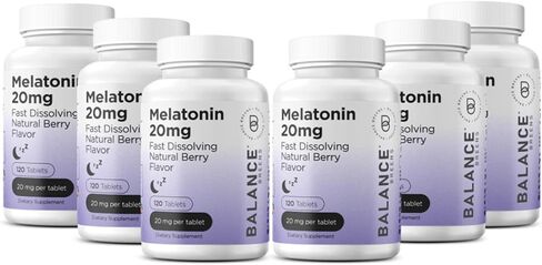BalanceBreens Melatonin 20mg سريع الطول ، 120 قرصًا-مساعدة نوم طبيعية لليالي المريحة ، الدعم الخالي من المخدرات للاسترخاء والهدوء in Kuwait