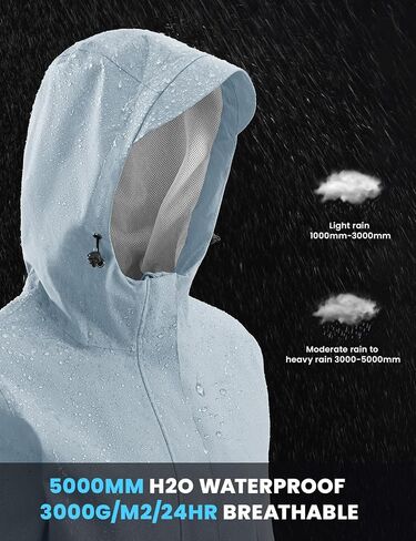 Rdruko Women's Cycling Rain Jacket Waterproof Lightweight Packable Raincoat with Hood Windbreaker for Outdoor Travel Hiking in Saudi Arabia