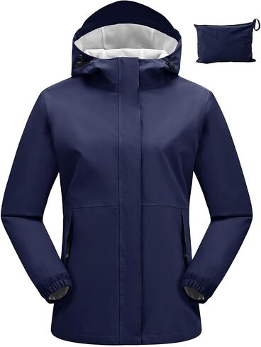 Rdruko Women's Cycling Rain Jacket Waterproof Lightweight Packable Raincoat with Hood Windbreaker for Outdoor Travel Hiking in Saudi Arabia