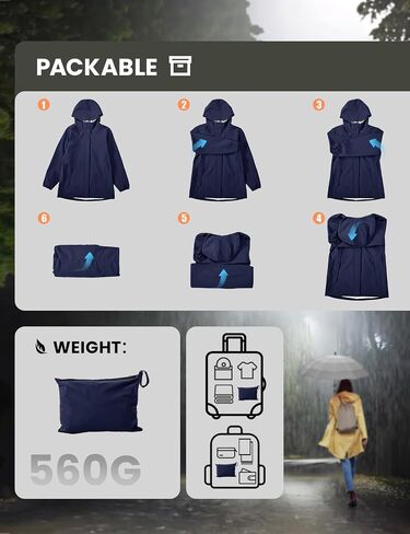 Rdruko Women's Cycling Rain Jacket Waterproof Lightweight Packable Raincoat with Hood Windbreaker for Outdoor Travel Hiking in Saudi Arabia