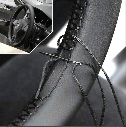 Autoxbert 38 سم/15 بوصة تغطية عجلة توجيه جلدية على الغلاف ، غلاف مقود مضاد للانزلاق لنيسان قشاقاي تويوتا كامري RAV4 VW غولف in Kuwait