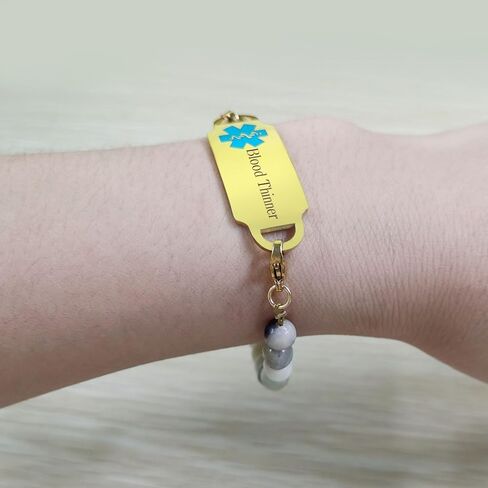 Exquisite Custom Medical ID Bracelet with Natural Amazonite Stones and Stainless Steel Tag, Interchangeable Medical Alert Bracelet for Women in Saudi Arabia