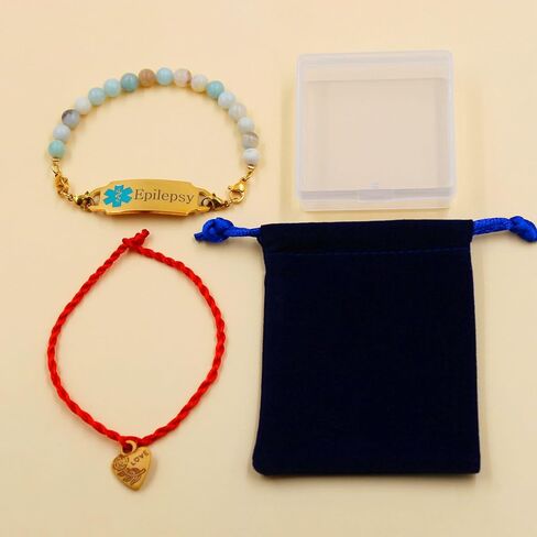 Exquisite Custom Medical ID Bracelet with Natural Amazonite Stones and Stainless Steel Tag, Interchangeable Medical Alert Bracelet for Women in Saudi Arabia