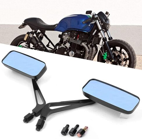 Dreamizer Rectangle Motorcycle Mirrors Black - Universal 10mm 10mm Learview Mirror CNC CNC متوافقة مع Honda Yamaha Suzuki Ruckus Grom Shadow Vstar650 in Kuwait