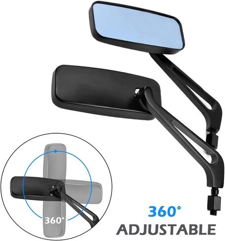 Dreamizer Rectangle Motorcycle Mirrors Black - Universal 10mm 10mm Learview Mirror CNC CNC متوافقة مع Honda Yamaha Suzuki Ruckus Grom Shadow Vstar650 in Kuwait
