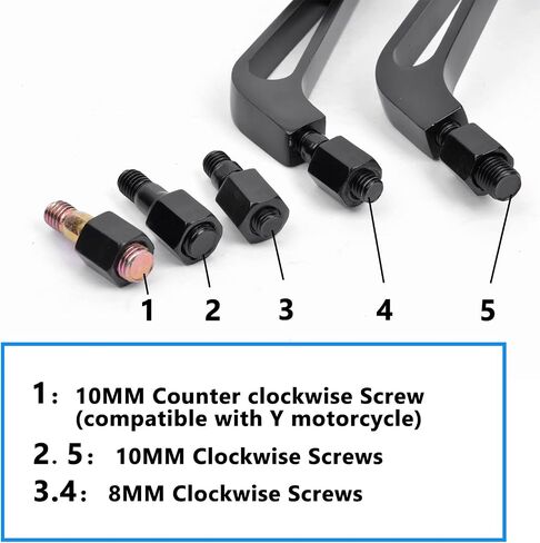 Dreamizer Rectangle Motorcycle Mirrors Black - Universal 10mm 10mm Learview Mirror CNC CNC متوافقة مع Honda Yamaha Suzuki Ruckus Grom Shadow Vstar650 in Kuwait
