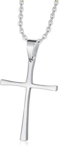 Cross Necklace for Men, Cross Pendant Necklace Stainless Steel Chains Sterling Silver Necklace Men's Cross Chain Jewelry Link Chain for Boys Fast and Furious in Kuwait