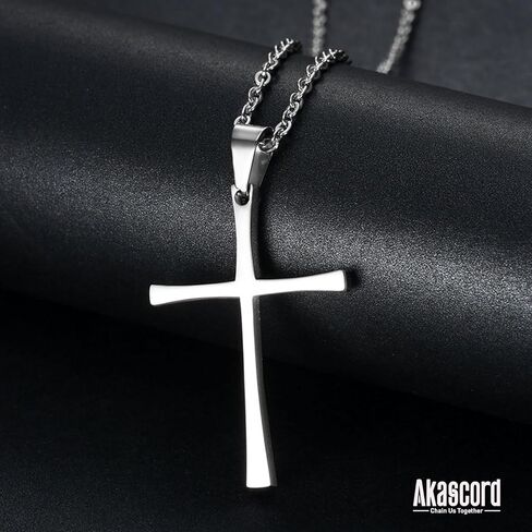 Cross Necklace for Men, Cross Pendant Necklace Stainless Steel Chains Sterling Silver Necklace Men's Cross Chain Jewelry Link Chain for Boys Fast and Furious in Kuwait
