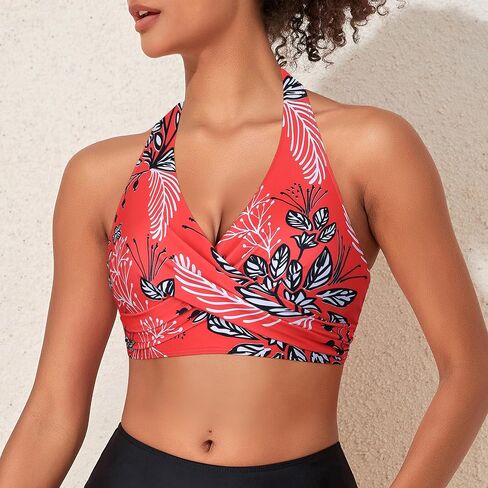 TOPS Bikini Tops V Firpearl Women Introlder Tops v Hill Halter Top Top Top Up Criss Cross Bathing Suit Top فقط in Kuwait