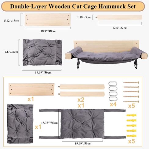 JSPYFITS Cat Cage Hammock with Ball,Double Layer Hanging Adjustable Soft Pet Bed Suit for Kitten Ferret Puppy Rabbit or Small Pets, 2 Level Indoor Pet Bad for All Season(Ethnic Style) in Kuwait