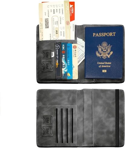 حامل جواز سفر للسفر ، محفظة جواز سفر RFID ، حظر محفظة جواز سفر بوريس للنساء والرجال - أسود in Kuwait