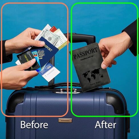 حامل جواز سفر للسفر ، محفظة جواز سفر RFID ، حظر محفظة جواز سفر بوريس للنساء والرجال - أسود in Kuwait