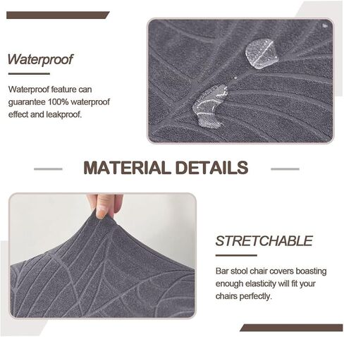 Bar Stool Cover with Backs Waterproof Counter Height Stool Covers Washable Square Swivel Kitchen Barstool Chair Seat Slipcovers Mid Low Back Bar Chair Cover Protector 4 Pack Dark Gray in Kuwait