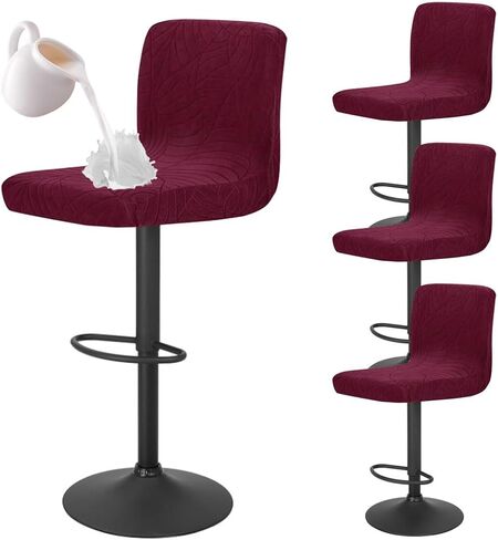 Bar Stool Cover with Backs Waterproof Counter Height Stool Covers Washable Square Swivel Kitchen Barstool Chair Seat Slipcovers Mid Low Back Bar Chair Cover Protector 4 Pack Dark Gray in Kuwait
