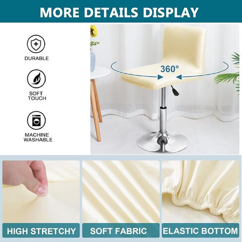 KRFOONN 4 Pack Bar Stool Covers Waterproof PU Leather Bar Stool Chair Covers Slipcovers Counter Stool Bar Chair Covers with Backs Stool Chair Seat Slipcover Protector for Kitchen Pub Dining Chair, 02 in Kuwait