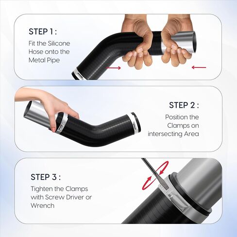 Endure 45 Degree Elbow Coupler Silicone Hose 4-Ply, 2.5-Inch(63mm), Couplers for High Performance Vehicles, Intake Piping, Length(102mm), Thickness (5mm), Automotive Silicone Hose - Black in Kuwait