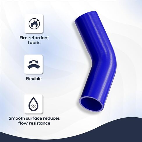 Endure 45 Degree Elbow Coupler Silicone Hose 4-Ply, 2.5-Inch(63mm), Couplers for High Performance Vehicles, Intake Piping, Length(102mm), Thickness (5mm), Automotive Silicone Hose - Black in Kuwait