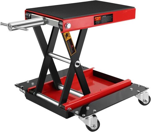 Motorcycle Scissor Lift Jack, 1100LBS Heavy Duty Scissor Lift for Cruisers, ATV, Dirt Bike - Wide Anti-Slip Deck, Manual Crank Handle, Compact & Portabl in Kuwait
