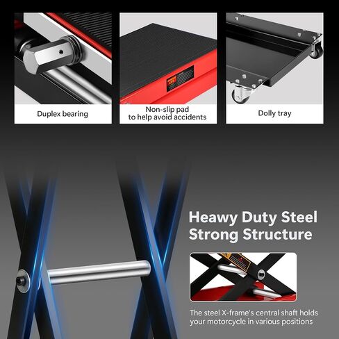 Motorcycle Scissor Lift Jack, 1100LBS Heavy Duty Scissor Lift for Cruisers, ATV, Dirt Bike - Wide Anti-Slip Deck, Manual Crank Handle, Compact & Portabl in Kuwait