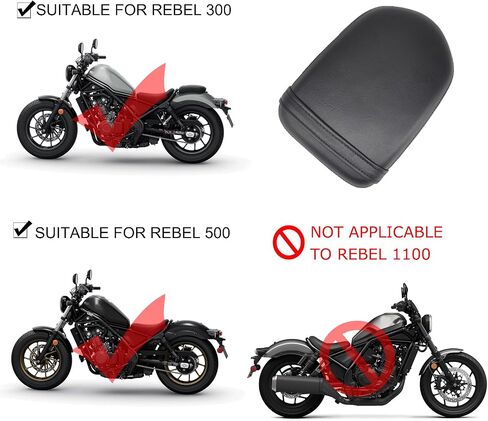 Black Rear Seat Kit for Rebel CMX300 CMX500 (2017-2025) - Thick Comfort Passenger Seat, Premium Synthetic Leather, Easy Install - Motorcycle Accessories for Rebel 500 & 300 in Saudi Arabia