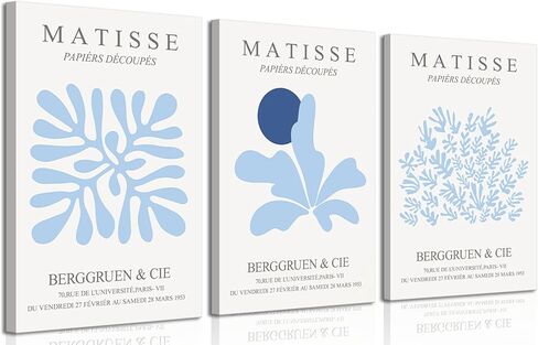 3 قطع قماش زرقاء فن جداري جمالي ساحلي ديكور جداري صور مجردة ملصقات بسيطة مطبوعة لغرفة النوم وغرفة المعيشة معرض ديكور المنزل 12 × 16 بوصة، غير مؤطرة in Kuwait