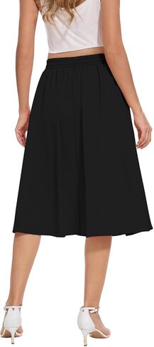 Yincro Women's Flowy Midi Skirt Summer Pleated High Waisted Casual Button Front Skirts with Pockets in Saudi Arabia