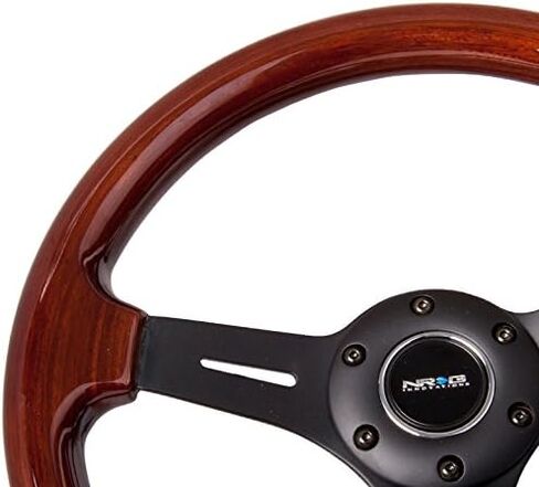 عجلة قيادة NRG Innovations NRG-ST-015SL-OAK كلاسيكية مصنوعة من الخشب المحبب - 350 مم، 3 قضبان فضية من الكروم، خشب بلون البلوط، ماهوجني in Kuwait