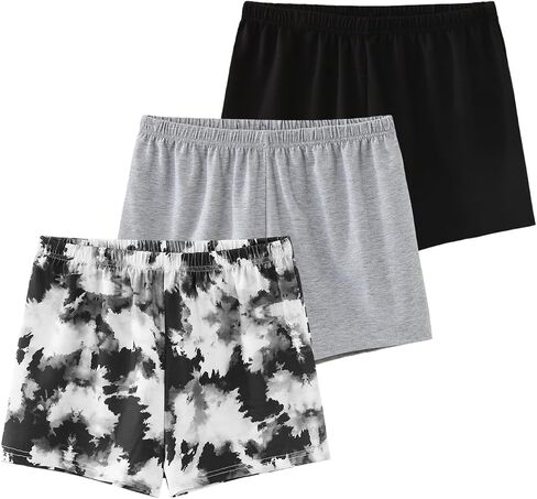 VENTELAN 3 Pack Womens Ultra-Soft Pajama Shorts Adjustable Waistband Sleepwear(Available in Plus Size) S-XXL in Kuwait