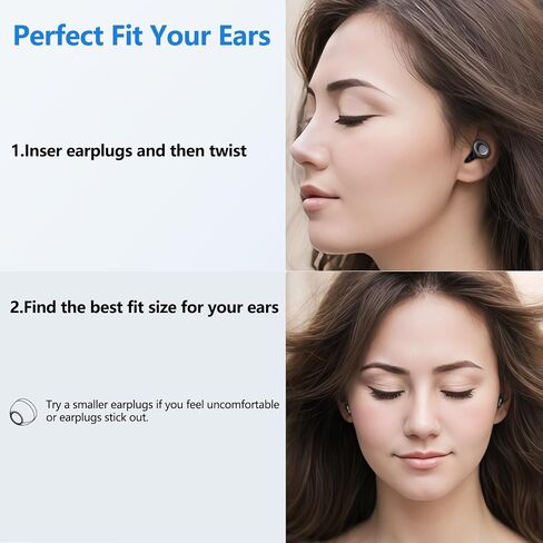Ear Plugs for Sleeping 45db Noise Cancelling Earplugs Noise Reduction Silicone Reusable Earplug for Snoring Focus Concert Hearing Protection Ear Plug with Case and 6 Eartips (Black) in Kuwait