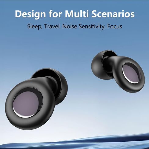Ear Plugs for Sleeping 45db Noise Cancelling Earplugs Noise Reduction Silicone Reusable Earplug for Snoring Focus Concert Hearing Protection Ear Plug with Case and 6 Eartips (Black) in Kuwait