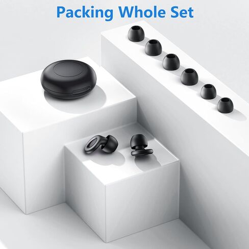Ear Plugs for Sleeping 45db Noise Cancelling Earplugs Noise Reduction Silicone Reusable Earplug for Snoring Focus Concert Hearing Protection Ear Plug with Case and 6 Eartips (Black) in Kuwait