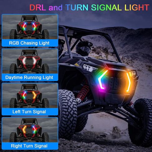 Tavaray RGB RZR Fang Lights ، App & Remote Control LED Multicolor LED مع مزامنة الموسيقى ، أضواء Accent Legal Front Legal متوافقة مع Polaris RZR 1000 XP XP4 Turbo 2019 2020 2021 2022 2023 in Kuwait
