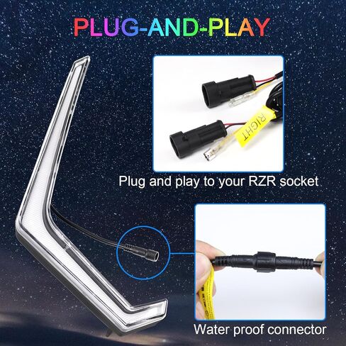 Tavaray RGB RZR Fang Lights ، App & Remote Control LED Multicolor LED مع مزامنة الموسيقى ، أضواء Accent Legal Front Legal متوافقة مع Polaris RZR 1000 XP XP4 Turbo 2019 2020 2021 2022 2023 in Kuwait