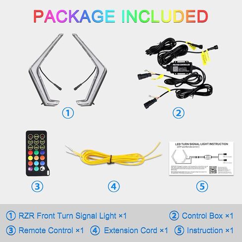 Tavaray RGB RZR Fang Lights ، App & Remote Control LED Multicolor LED مع مزامنة الموسيقى ، أضواء Accent Legal Front Legal متوافقة مع Polaris RZR 1000 XP XP4 Turbo 2019 2020 2021 2022 2023 in Kuwait