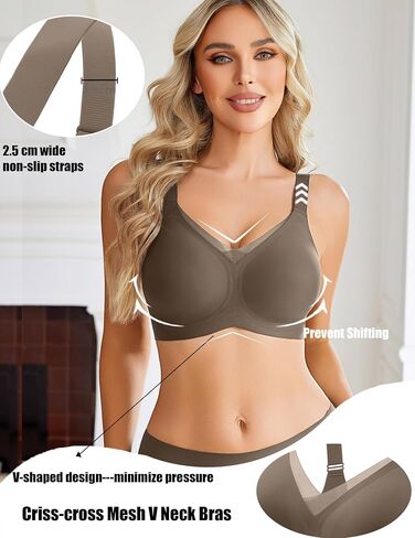 Avidlove Womens Seamless Bras No Underwire V Mesh Comfort Bralette Full Coverage Push Up Everyday T-Shirt Bra in Saudi Arabia