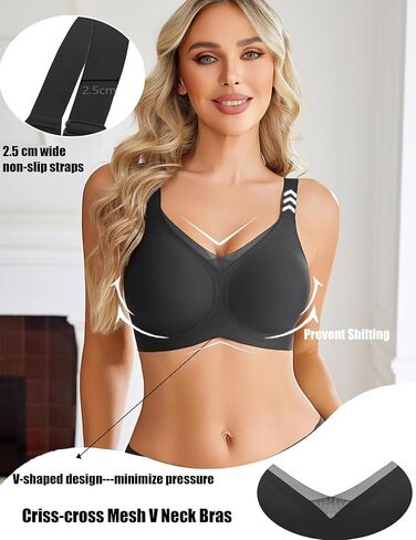 Avidlove Womens Seamless Bras No Underwire V Mesh Comfort Bralette Full Coverage Push Up Everyday T-Shirt Bra in Saudi Arabia