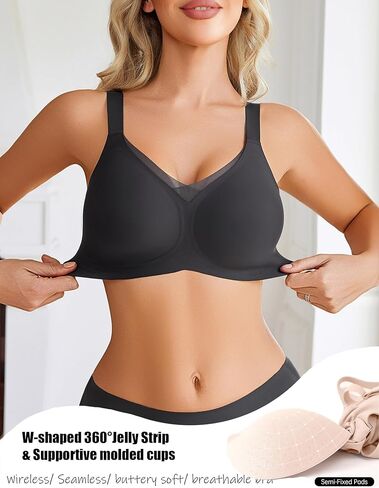 Avidlove Womens Seamless Bras No Underwire V Mesh Comfort Bralette Full Coverage Push Up Everyday T-Shirt Bra in Saudi Arabia