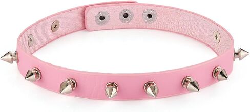 HZMAN Fashion Women Men Cool Punk Goth Metal Spike Studded Link Leather Collar Choker Necklace in Kuwait