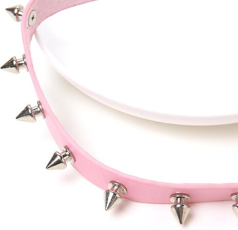 HZMAN Fashion Women Men Cool Punk Goth Metal Spike Studded Link Leather Collar Choker Necklace in Kuwait
