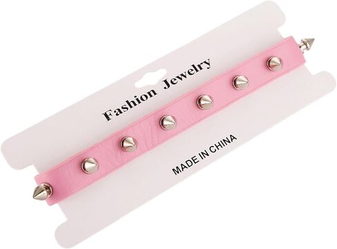 HZMAN Fashion Women Men Cool Punk Goth Metal Spike Studded Link Leather Collar Choker Necklace in Kuwait