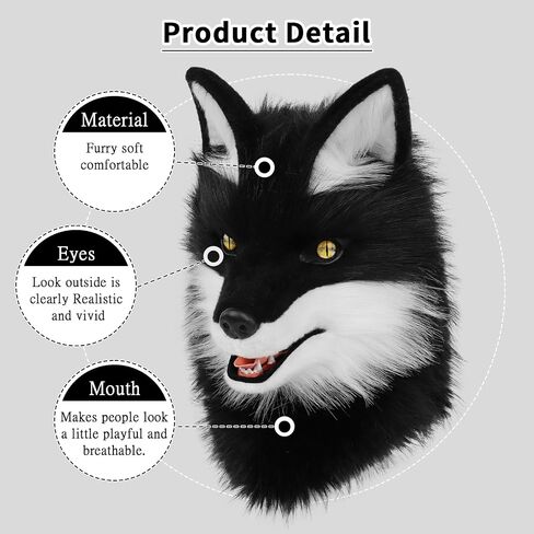 Animal Wolf Mask Cosplay Costume Accessories Furry Faux Fur Dog Fox Comple in Kuwait