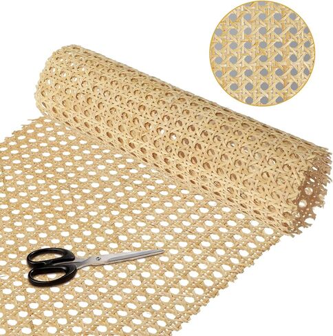 18 Inches Width Rattan Cane Webbing Roll Caning Material Weave Rattan Fabric Furniture for Caning Projects Pre Woven Open Mesh Cane for Cabinet Bed Chair Repair Caning Material DIY Supplies (1 Feet) in Kuwait