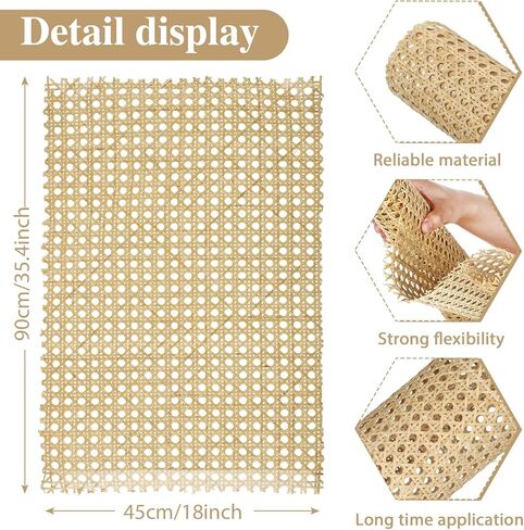 18 Inches Width Rattan Cane Webbing Roll Caning Material Weave Rattan Fabric Furniture for Caning Projects Pre Woven Open Mesh Cane for Cabinet Bed Chair Repair Caning Material DIY Supplies (1 Feet) in Kuwait