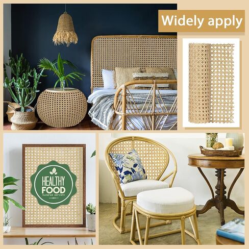 18 Inches Width Rattan Cane Webbing Roll Caning Material Weave Rattan Fabric Furniture for Caning Projects Pre Woven Open Mesh Cane for Cabinet Bed Chair Repair Caning Material DIY Supplies (1 Feet) in Kuwait