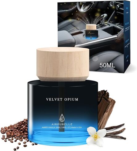 Car Air Freshener for Women Cup Car Diffuser - Long Lasting Amber Vanilla Essential Oil Diffuser for Ca r, 1.7 FL OZ/50ML Car Fresheners for Women Made in USA in Saudi Arabia