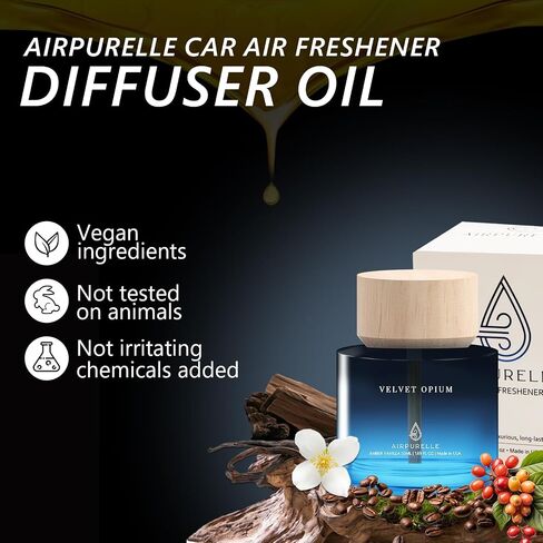 Car Air Freshener for Women Cup Car Diffuser - Long Lasting Amber Vanilla Essential Oil Diffuser for Ca r, 1.7 FL OZ/50ML Car Fresheners for Women Made in USA in Saudi Arabia