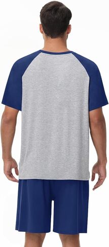 Mens Pajamas Set Summer Soft Pajama Short Set Lightweight Pjs Sleepwear 2 Piece Lounge Set With Pockets S-3XL in Kuwait