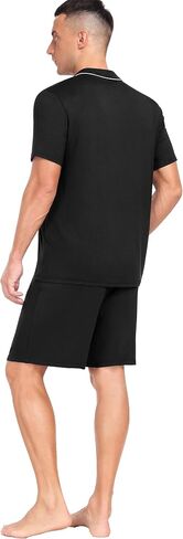 Prinstory Mens Pajamas مجموعة Summer PJS مجموعات خفيفة الأكمام قصيرة الأكمام باجاما ناعمة ملابس النوم مع جيوب in Saudi Arabia