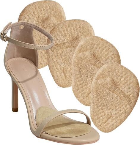 HiRui Metatarsal Pads (2 Pairs) - Ball of Foot Cushions for Women, Heel Inserts for Pain Relief & Comfort, Anti-Slip Heel Grips for Loose Shoes & Blister Prevention - Fits All Shoes (Beige) in Kuwait