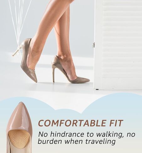 HiRui Metatarsal Pads (2 Pairs) - Ball of Foot Cushions for Women, Heel Inserts for Pain Relief & Comfort, Anti-Slip Heel Grips for Loose Shoes & Blister Prevention - Fits All Shoes (Beige) in Kuwait